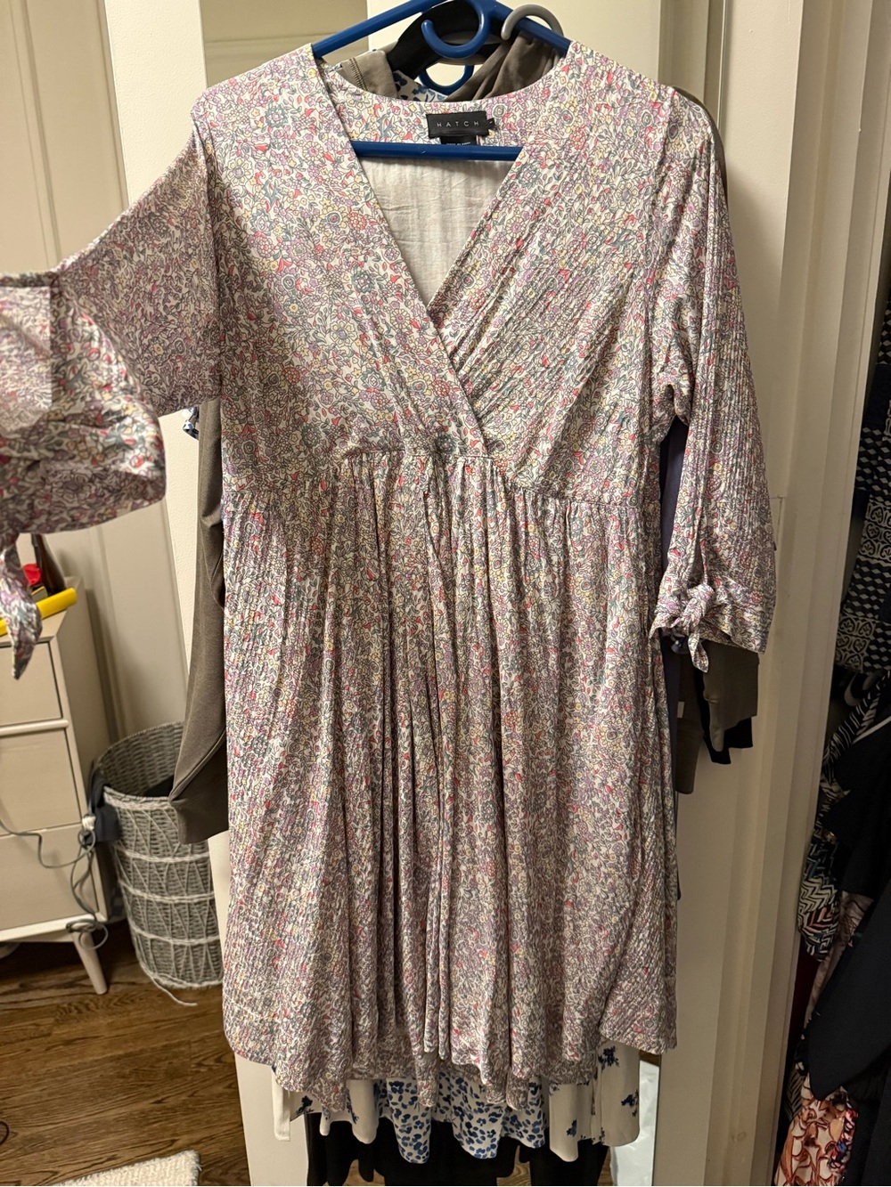 Hatch maternity Floral Empire-Waist Dress in Soft Pink & Lavender, flowy